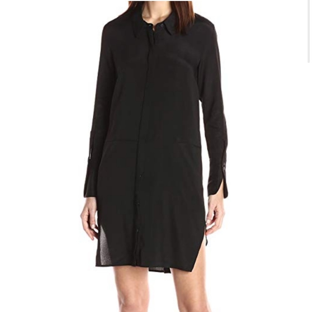 Halston Heritage Black Shirt Dress With Wide Cuffs 8